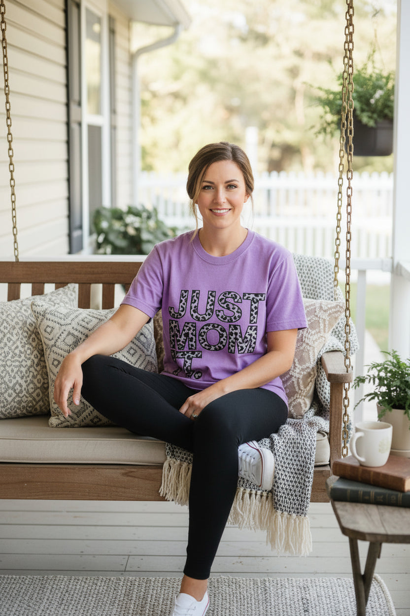 Just Mom It Leopard Graphic Tee